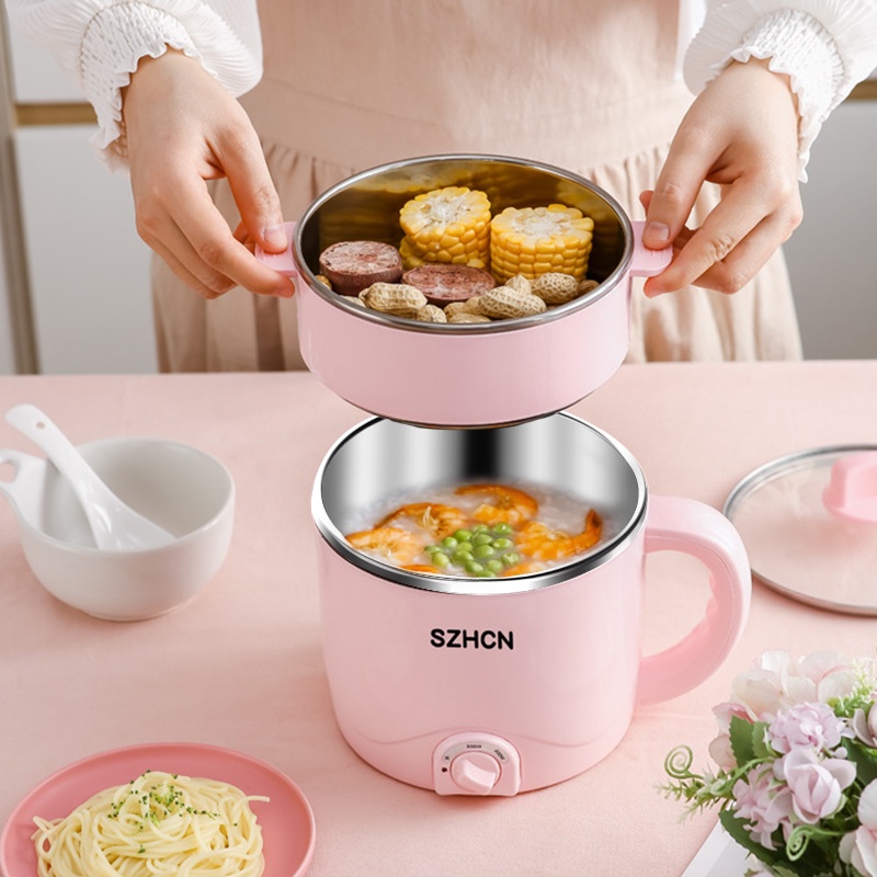 Nồi lẩu điện từ mini 1.5L (nấu cháo, hầm, rang, hấp, luộc) cho 1-2 người ăn {NBDZG}