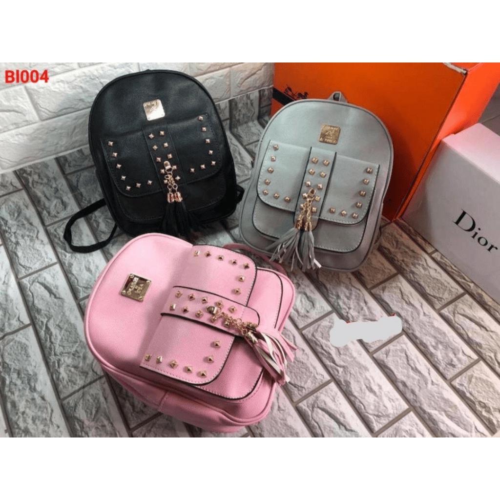 balo đinh - balo đinh 2 râu size 27x29cm chất da Pu mềm [New Unisex]