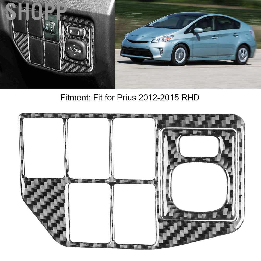 Vỏ Bọc Nút Điều Chỉnh Gương Chiếu Hậu Họa Tiết Sợi Carbon Cho Prius 2012 ± 2015 Rhd