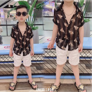 (20-30kg) áo sơ mi lụa siêu hót cho bé trai 2021