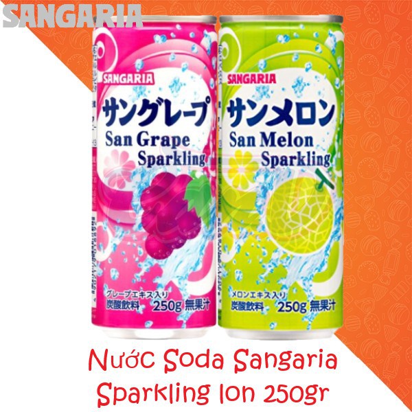 Nước ép Sangaria cắt giảm calories 340g, Nước soda Sangaria Hajikete nhiều vị 350g nội địa Nhật Bản