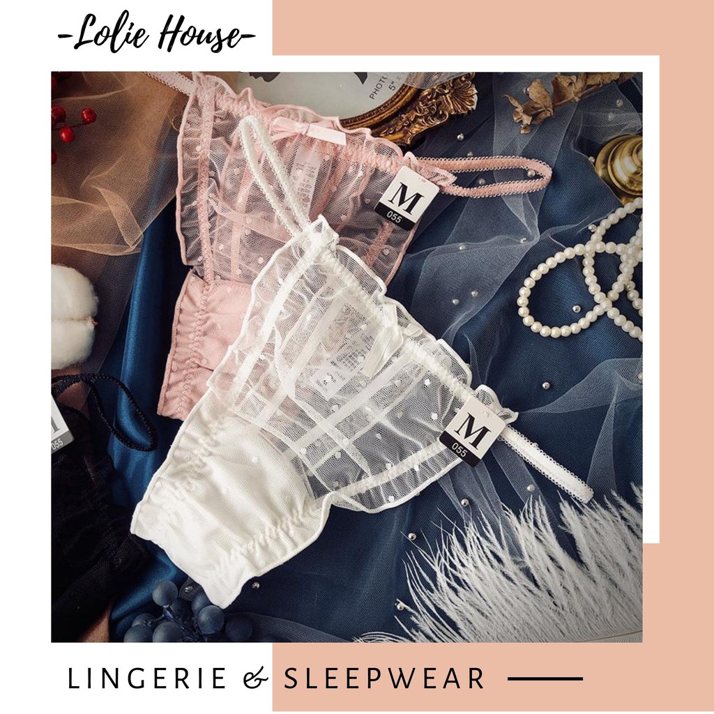 Quần lót dây ren lưới voan lọt khe sexy chấm bi dễ thương LOLIE HOUSE - LK8 | BigBuy360 - bigbuy360.vn