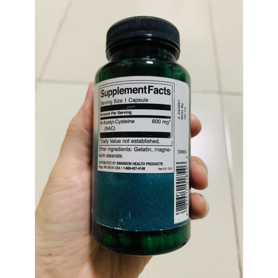 Swanson NAC N-Acetyl Cysteine 100 viên hỗ trợ hệ miễn dịch