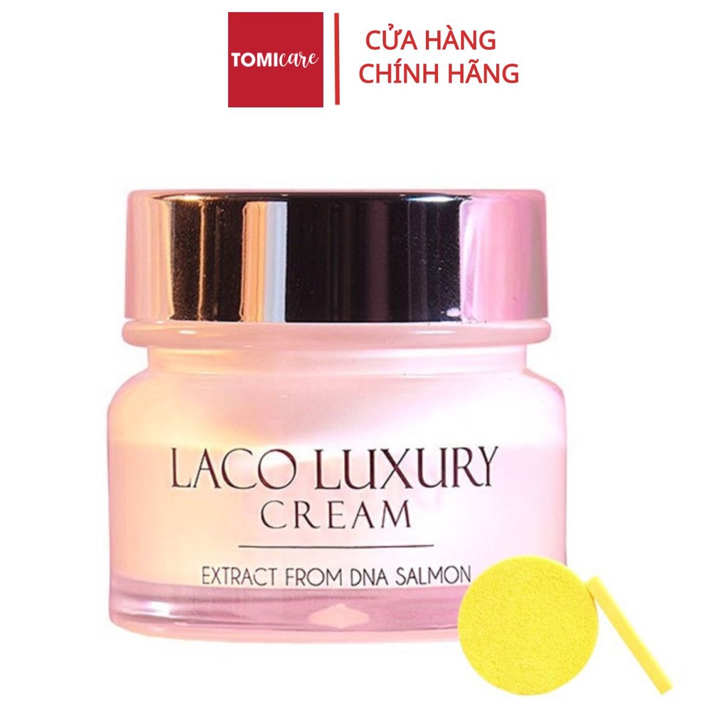 Combo Kem dưỡng da ban ngày LACO LUXURY 30ml cho làn da trắng hồng căng bóng mịn màng + 12pcs bông nở rửa mặt Laco