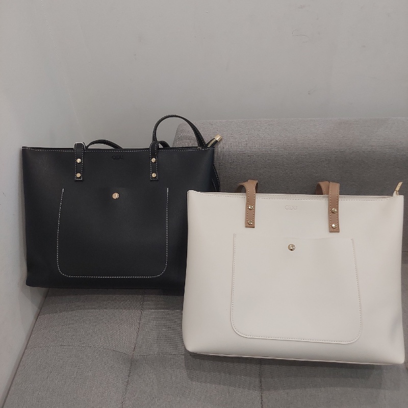 Túi Tote Da Kẹp Nách Hai Màu Đen Trắng Dễ Phối Đồ Tiện Dụng Cidu CD27
