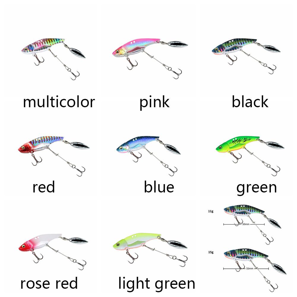 Mồi Câu Cá Nhân Tạo 11/15g Bằng Kim Loại Có Móc Xoay Nhiều Màu Sắc