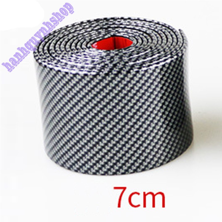 Cuộn 2,5 Mét Nẹp Vân Cacbon Dán Chống Xước Bậc Cửa Cốp Sau Ô Tô Xe Hơi Rộng 5cm 7cm