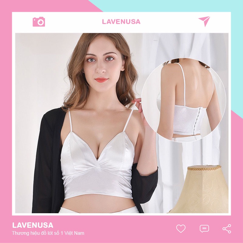 Áo bra 2 dây phi lụa bóng đệm mỏng đai bản to che mỡ cực mát LAVENUSA AL84