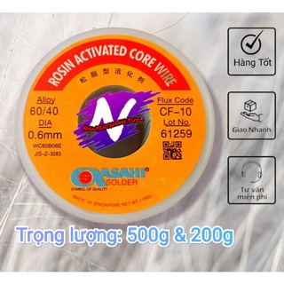 Thiếc hàn asahi loại tốt , thiếc hàn bóng đẹp asahi 0.8mm , 0.6mm loại 200g ,500g