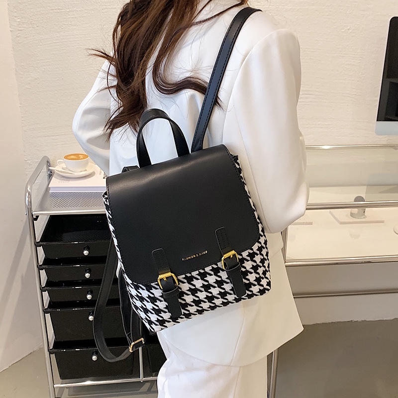 IELGY Ba Lô Họa Tiết Kẻ Sọc Màu Sắc Cổ Điển Thời Trang Cho Nữ