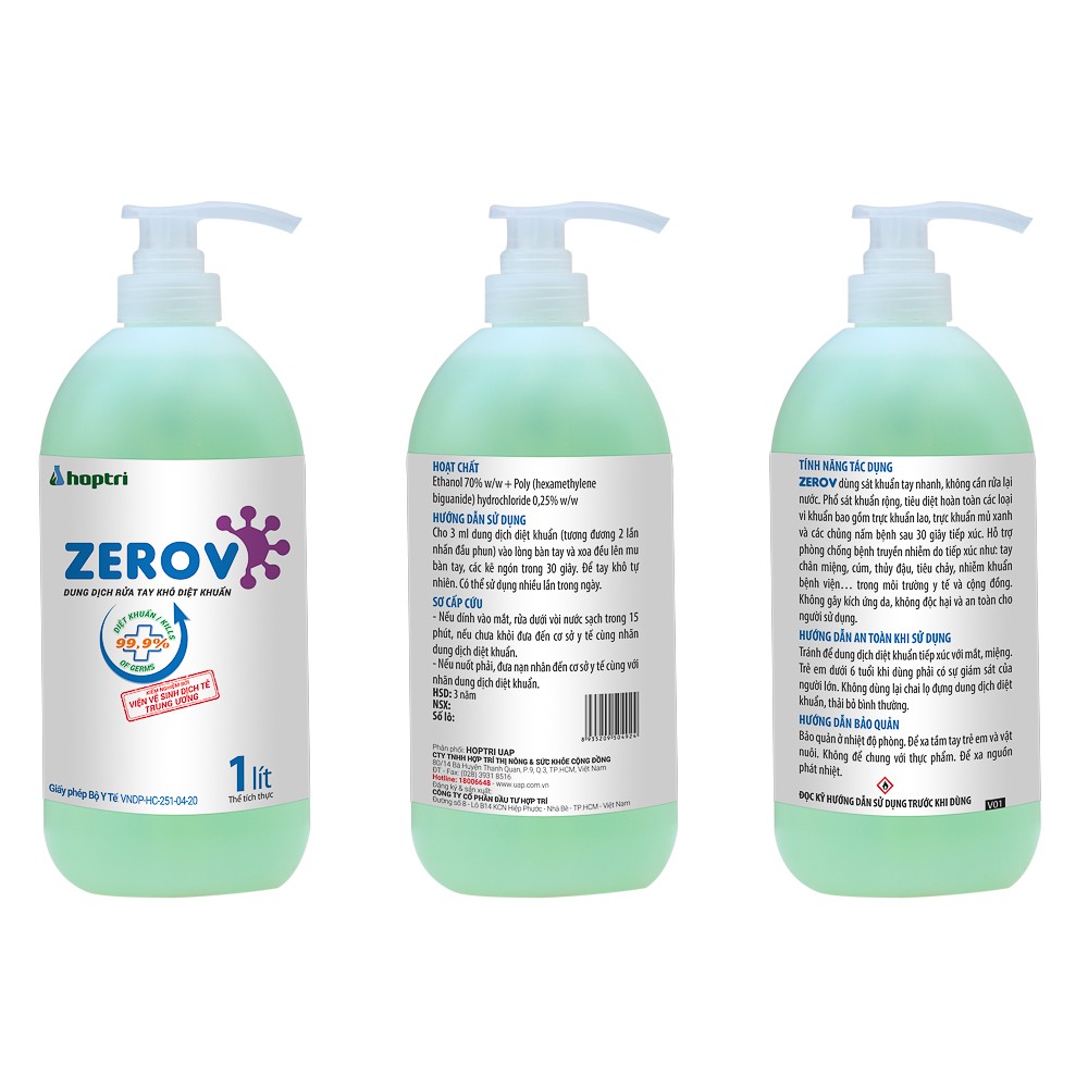 Dung dịch rửa tay khô diệt khuẩn Zero V - 1 lít