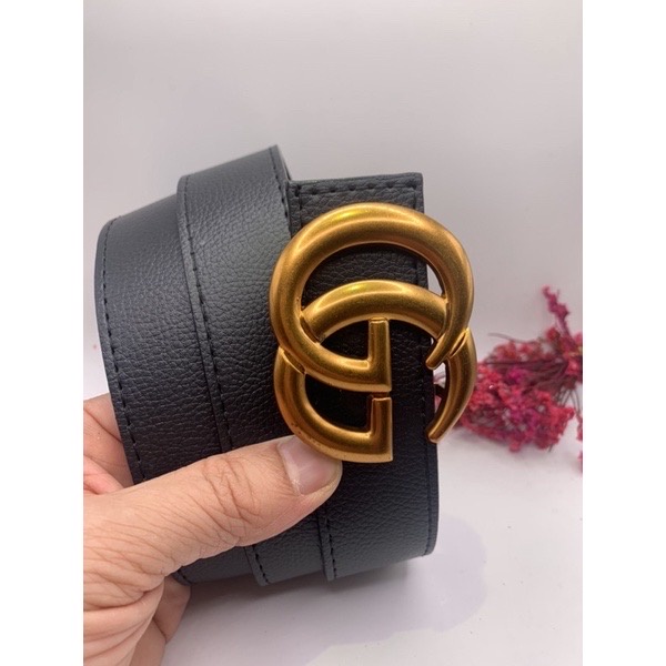Thắt lưng da cao cấp- Dây nịt nam mặt chữ G ( dây đen trơn ) phong cách châu âu