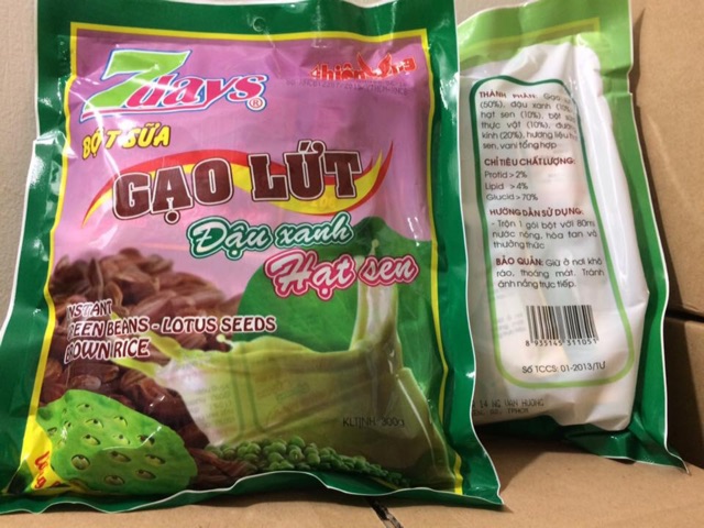 Bột Sữa Gạo Lứt Đậu Xanh-Hạt Sen 7 days 300g Thiên Ưng .