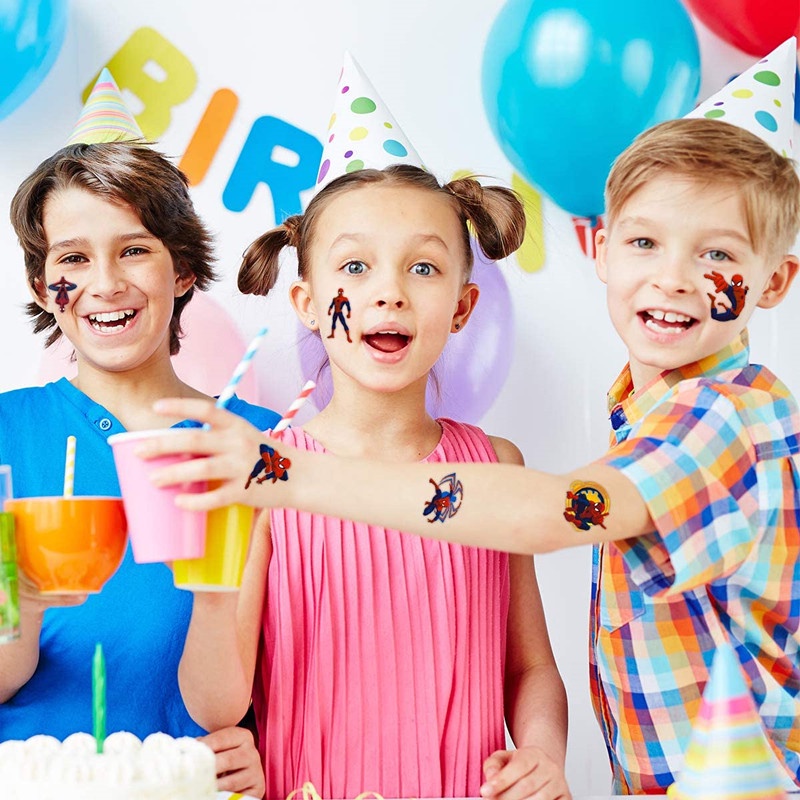 1 Tấm Hình Xăm Dán Tạm Thời Chống Nước Hình Người Nhện Hoạt Hình Cho Trẻ Em