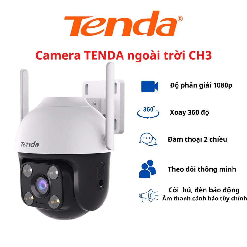 Camera WIFI Tenda CH3 1080P ngoài trời xoay 360,có màu ban đêm đàm thoại 2 chiều, tích hợp còi hú đèn báo động