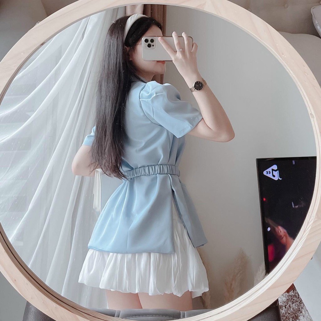 Set vest blazer kèm chân váy thiết kế thanh lịch, đủ size màu xanh dương kèm dây nịch thời trang SANMAY | BigBuy360 - bigbuy360.vn