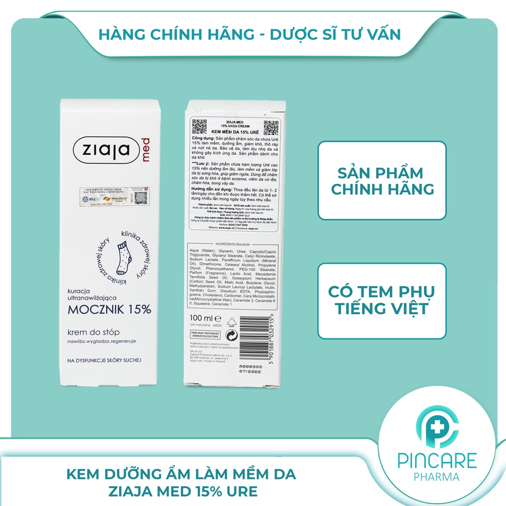 Kem Dưỡng Ẩm Làm Mềm Da Ziaja Med 15% Ure - Hàng chính hãng - Nhà Thuốc Pincare