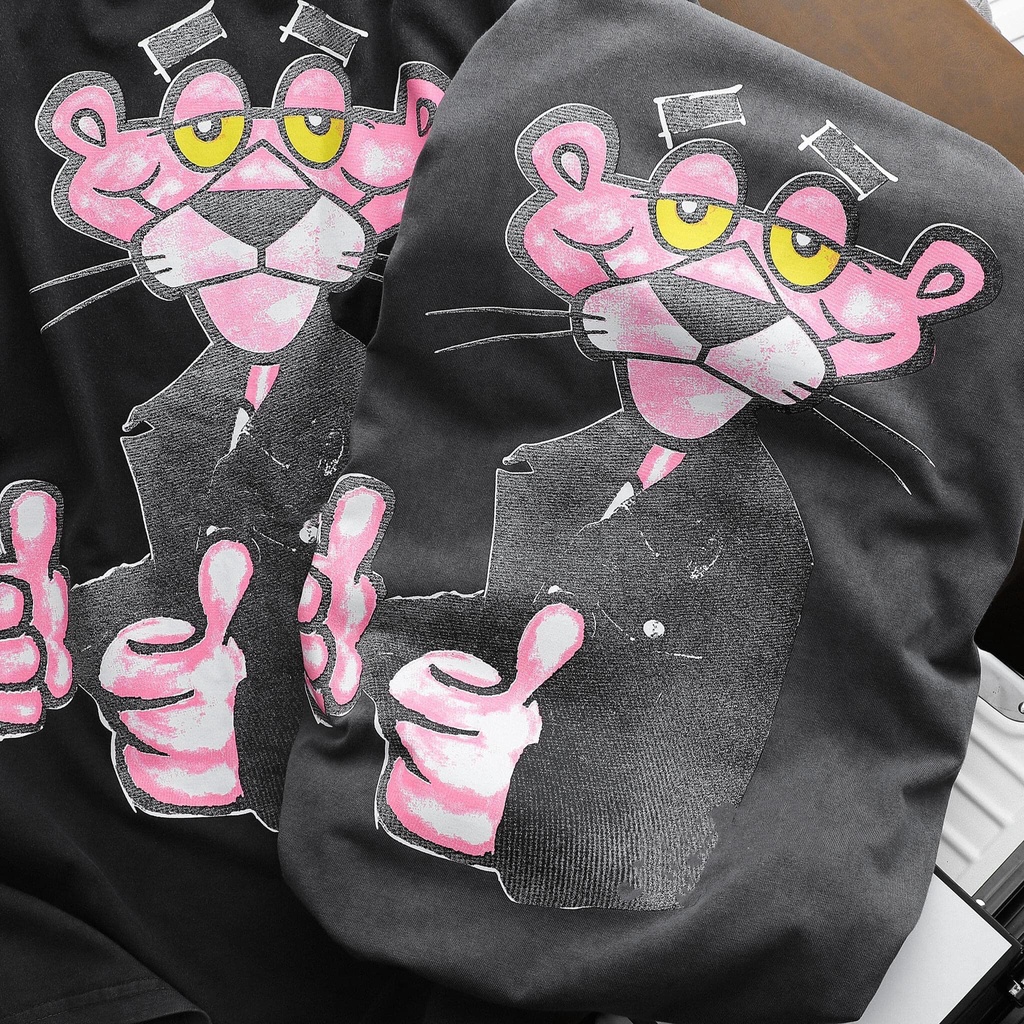 Áo thun tay lỡ nam nữ in hình Pink Panther , Vải Cotton Form Oversize - SELECTED.STORE