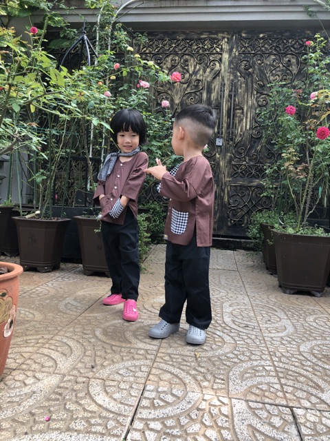 Đồ Bà Ba Nâu Quần đen Túi caro