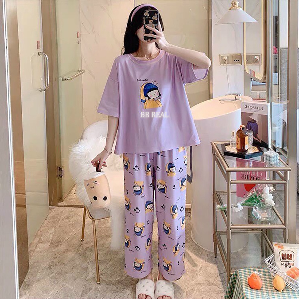 Đồ Bộ Mặc ở Nhà Bộ Đồ Ngủ Nữ Quần Dài Pijama Thun Lạnh Đẹp [CODE 5-8] Freesize Từ 45-60Kg - BB REAL | BigBuy360 - bigbuy360.vn