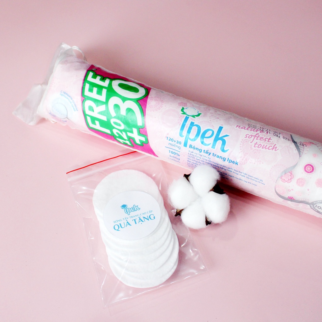 Bông Tẩy Trang IPEK Cotton Pads 150 Miếng Thổ Nhĩ Kỹ 100% cotton