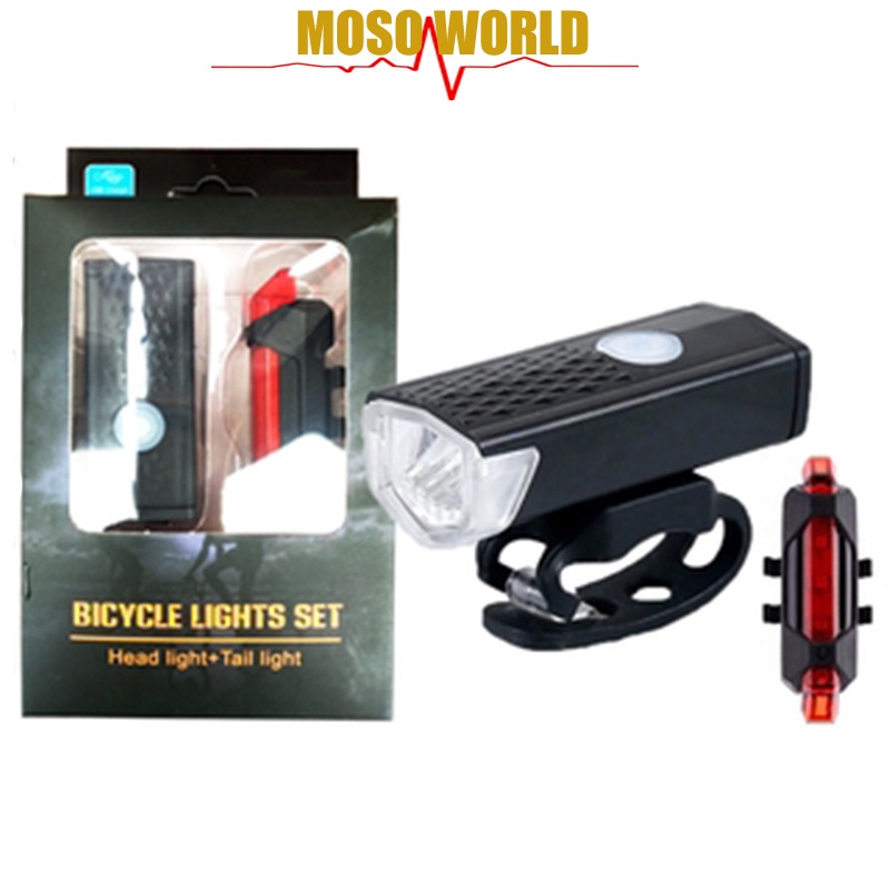 Đèn LED CREE MOSOWORLD 300LM gắn trước chống thấm nước kèm sạc USB cho xe đạp
