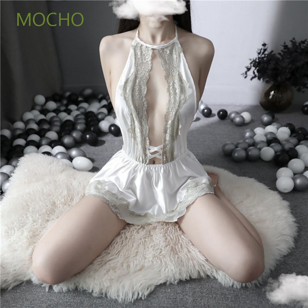 MOCHO Bộ đồ lót ngủ hai dây bằng vải satin ren xuyên thấu gợi cảm trẻ trung mùa hè nhiều màu sắc cho nữ