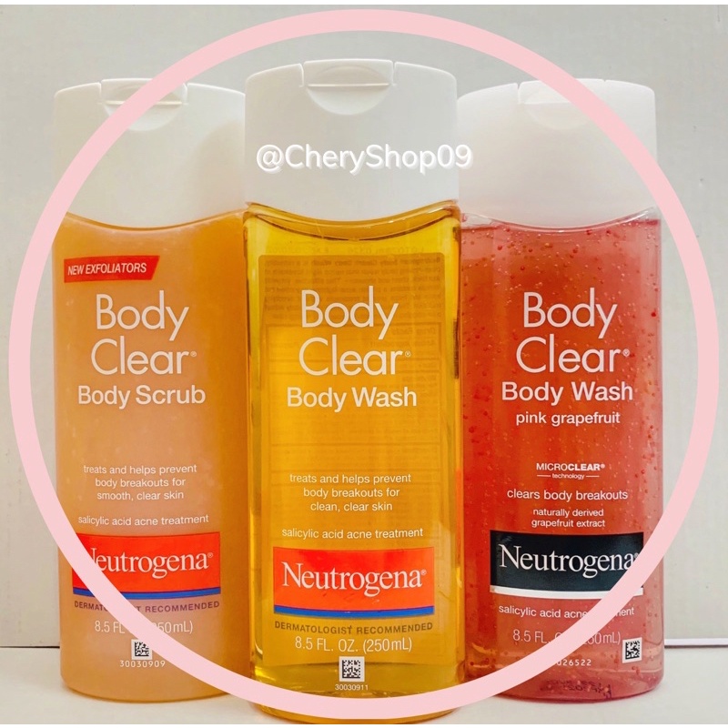 Sữa Tắm Ngăn Ngừa Mụn Neutrogena Body Clear Body Wash, Body Scrub & Pink Grapefruit (250ml)