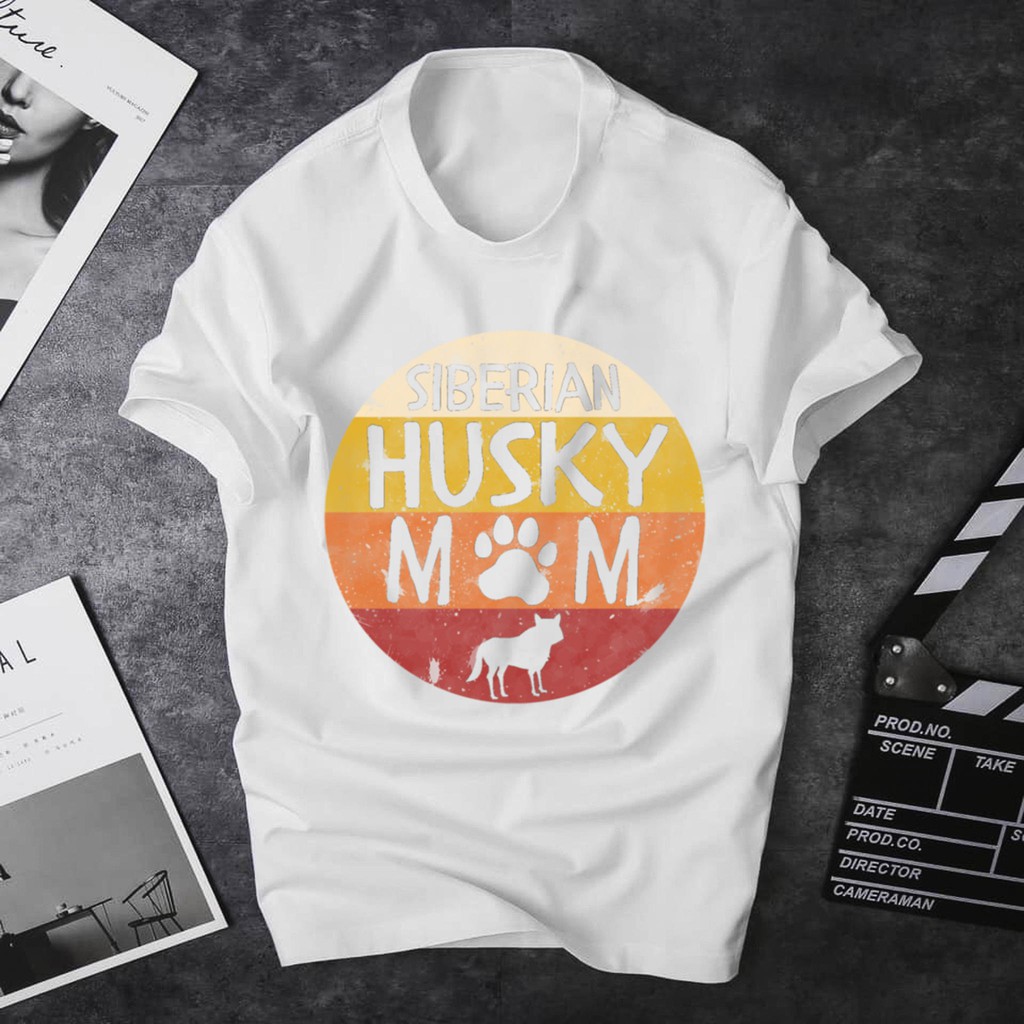 ÁO THUN TRẮNG UNISEX NAM NỮ CÚN HUSKY SIÊU ĐÁNG YÊU ĐỘC ĐÁO VINTAGE RETRO SIBERIAN HUSKY MOM (CÓ SIZE TRẺ EM) - HK143