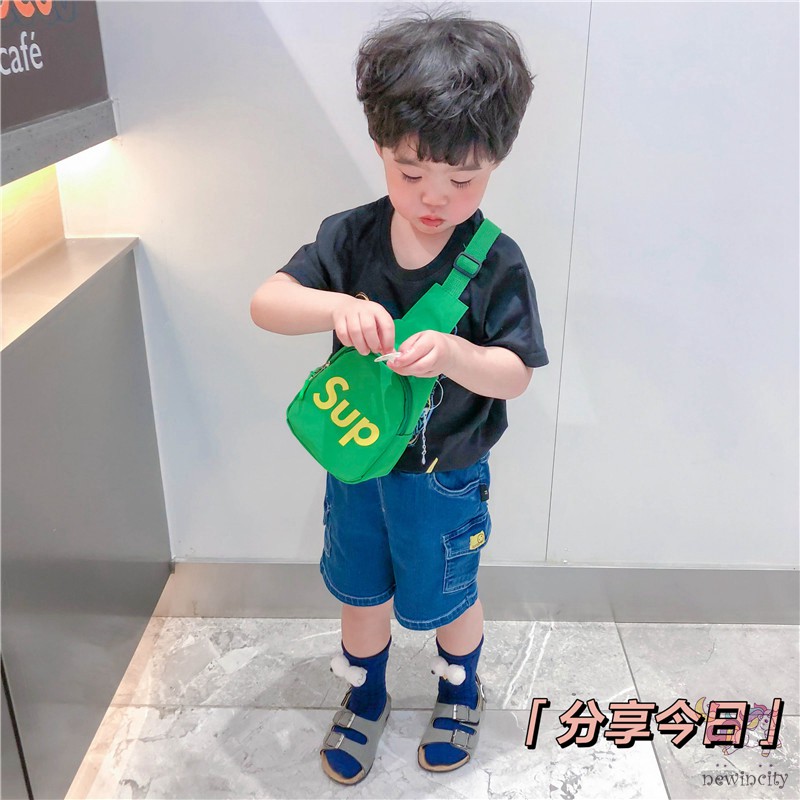 Túi Bao Tử Đeo Chéo Ngực In Chữ Phong Cách Hàn Quốc Xinh Xắn Cho Bé