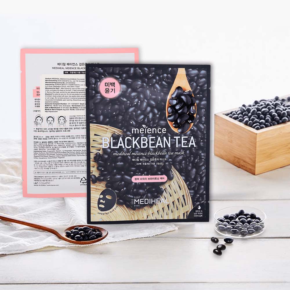 Mặt Nạ Trà Đậu Đen Mediheal Meience Blackbean Tea  Mediheal - Loại Bỏ Độc Tố, Duy Trì Độ Ẩm, Trắng Sáng Da.