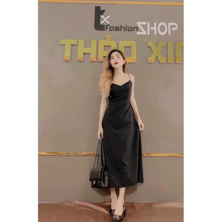 váy maxi đen hở lưng chéo (Sẵn tại shop )