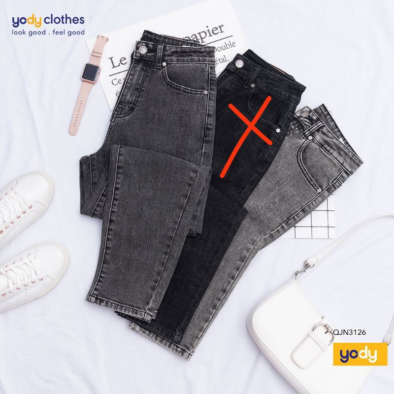Pass quần jeans yody nữ cao cấp mã qjp3126