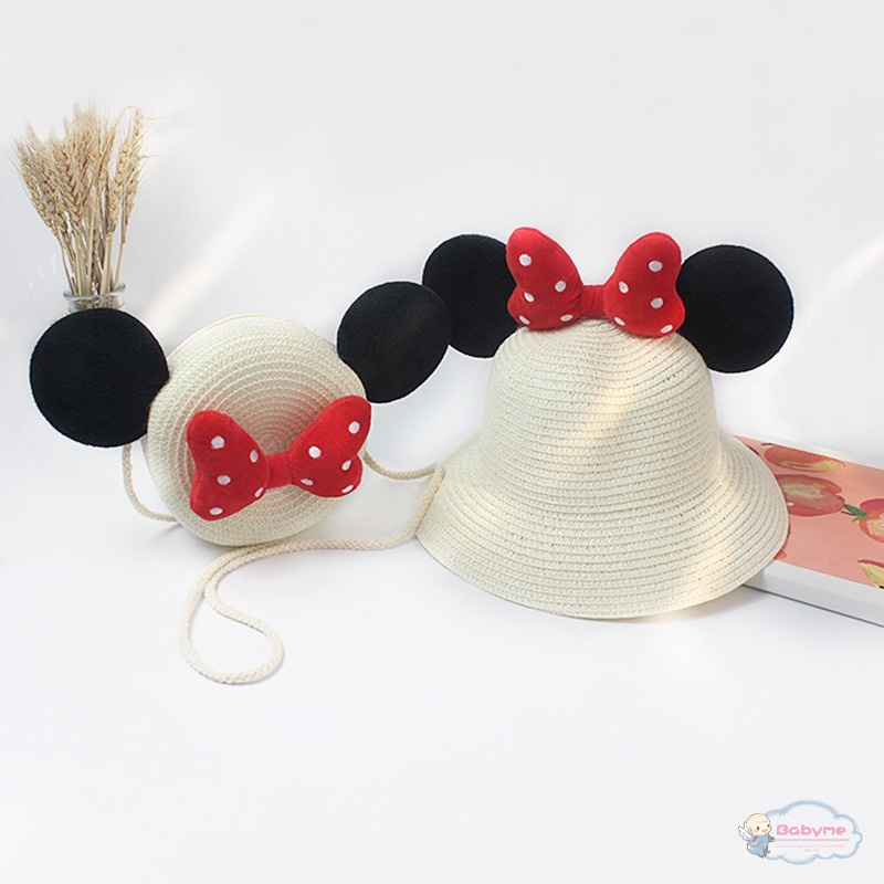 Set Mũ Rơm + Túi cói + Túi cói Chống Nắng Thời Trang Cho Bé Gái