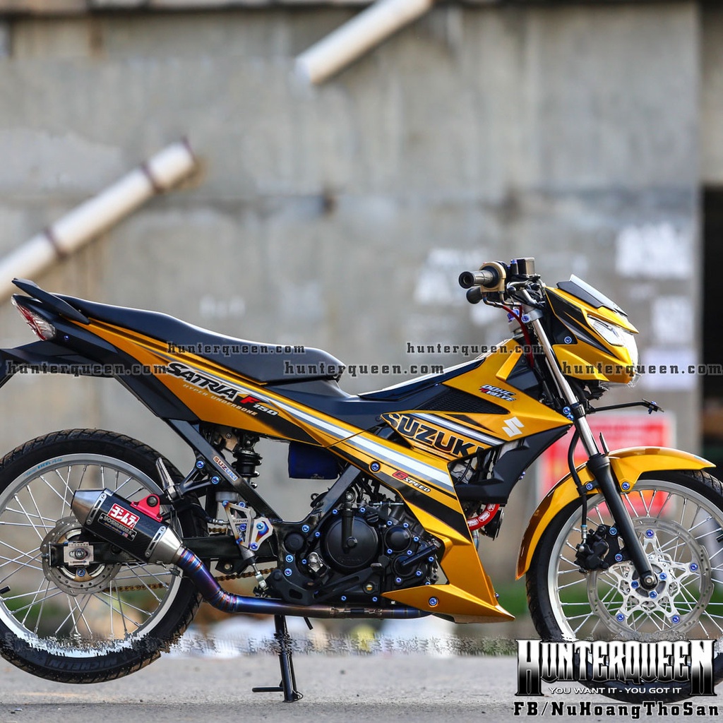 Tem rời cao cấp dán xe Raider FI màu vàng nghệ. Chất liệu decal cao cấp, bền màu