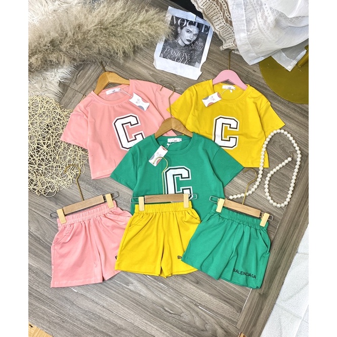 Bộ Crop chữ C bé gái {12-42kg}