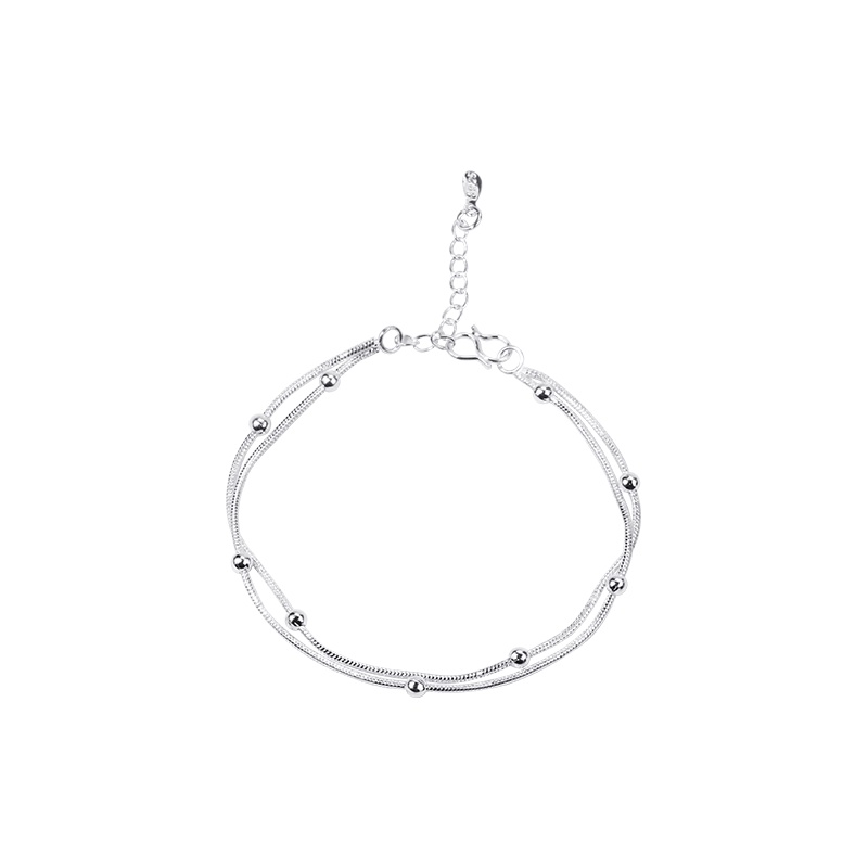 Lắc Chân Bạc Ý 925 Chuỗi Bi Song Song [Free Ship]