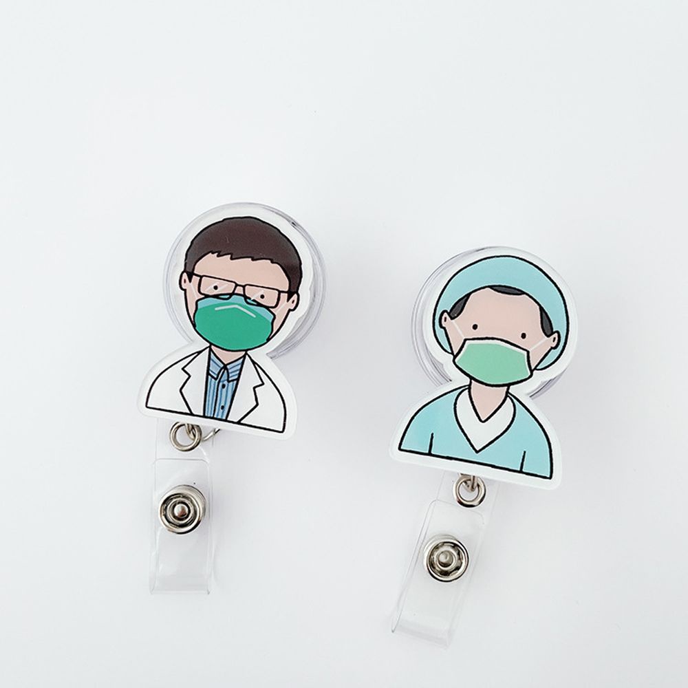 Dây đeo thẻ tên họa tiết hoạt hình dễ thương có thể thu gọn cho y tá/bác sĩ