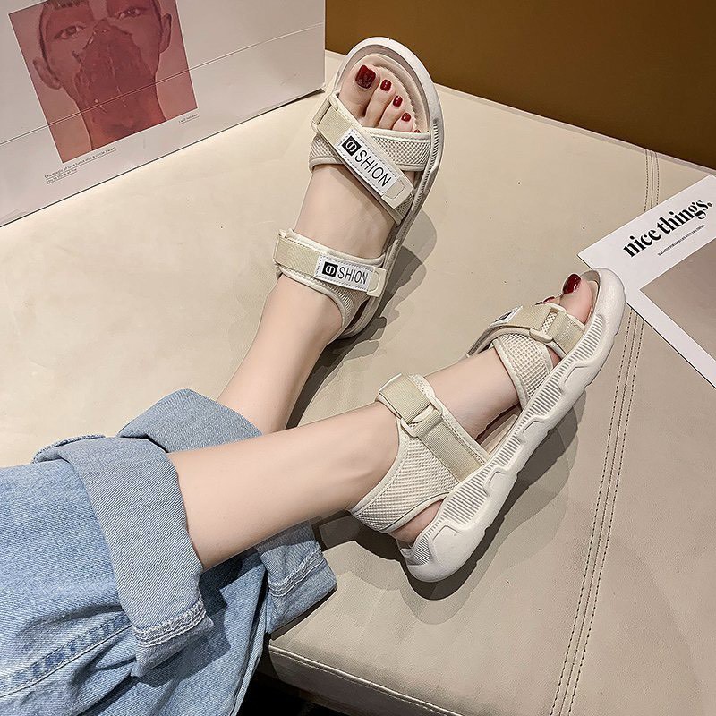 Giày Sandal Nữ MWC Đế Cao 3CM Quai Chéo Phối Chữ Siêu Xinh NUSD- 2853