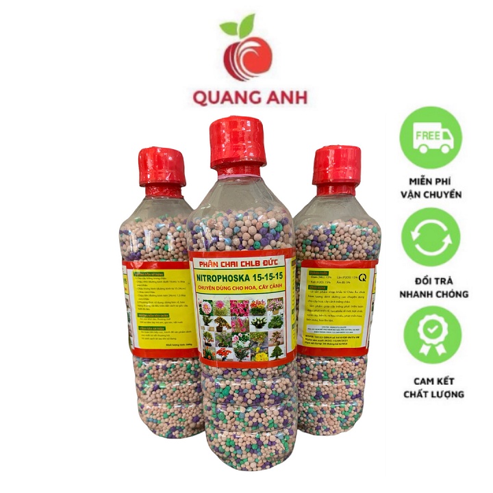 Phân Bón Cây cảnh Nitrophoska cao cấp cây phát triển đồng đều, lá xanh tốt NPK 15-15-15 - chai 500g