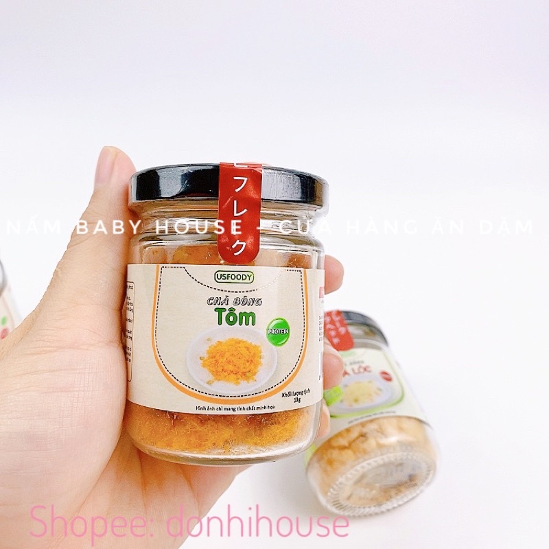 Date 3/2024 Ruốc cá hồi /cá lóc/tôm USFOOD siêu thơm ngon cho bé ăn dặm - chà bông cho bé không mặn 10g,20g