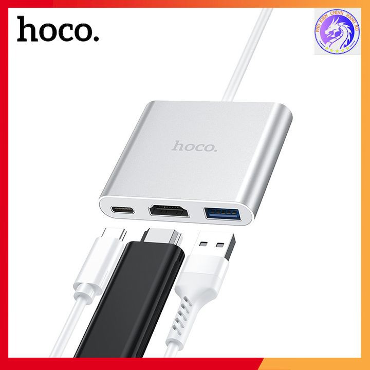 BỘ CHUYỂN ĐỔI ĐẦU TYPE-C SANG 3 CỔNG USB 3.0 + HDMI + PD HOCO HB14 DÀI 15CM BH12 THÁNG