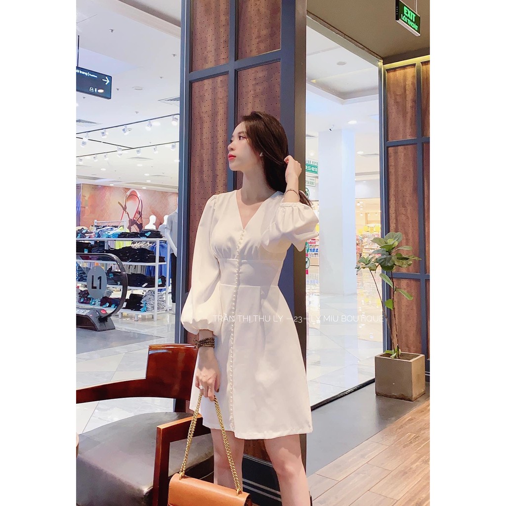 Đầm dự tiệc màu trắng tay phồng dạo phố xinh xắn mã [V20 CUOM] | BigBuy360 - bigbuy360.vn