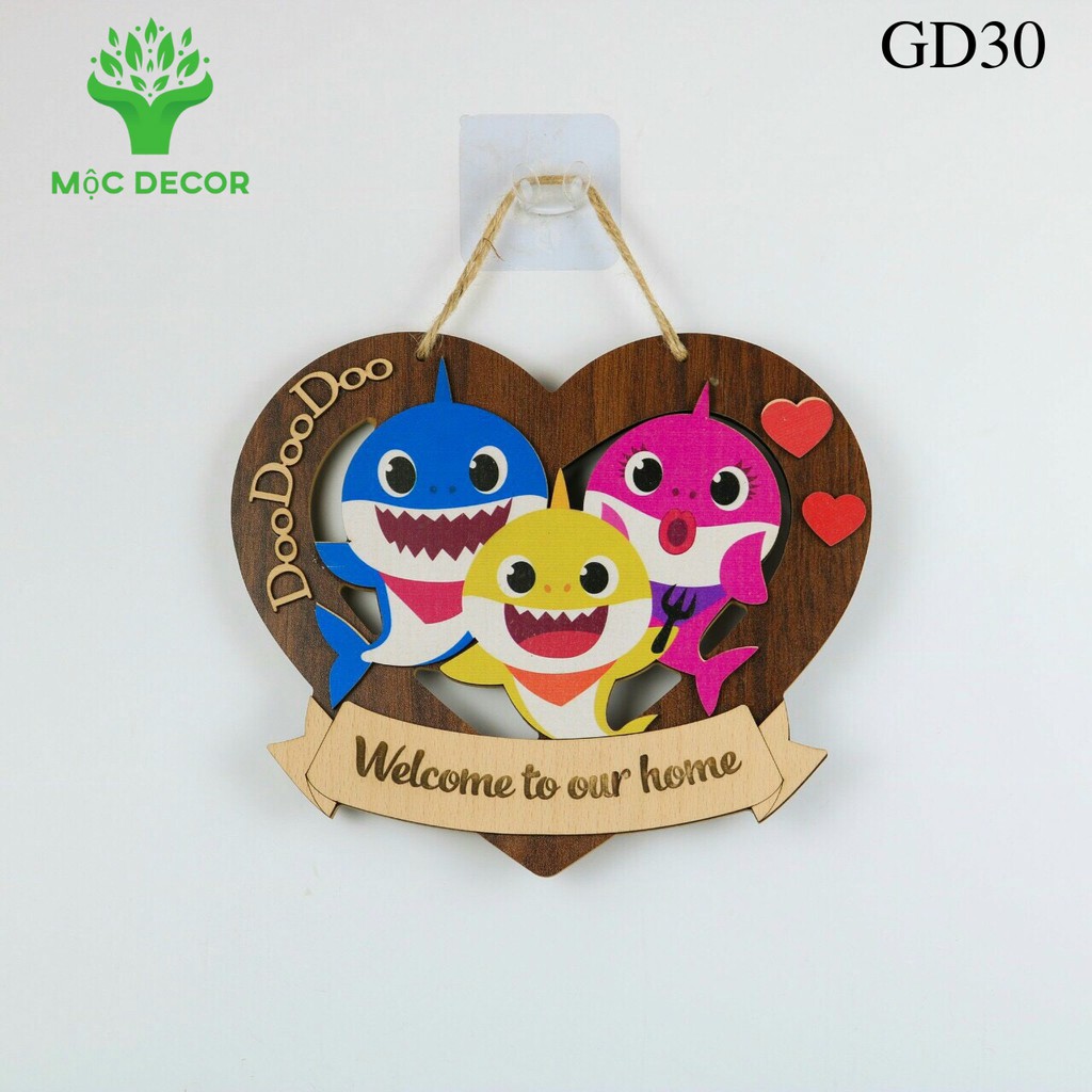 Bảng biển gỗ decor WELCOME TO OUR HOME-MỘC DECOR trang trí gia đình,nhà cửa,treo tường,treo cửa GD30( tặng kèm móc treo)