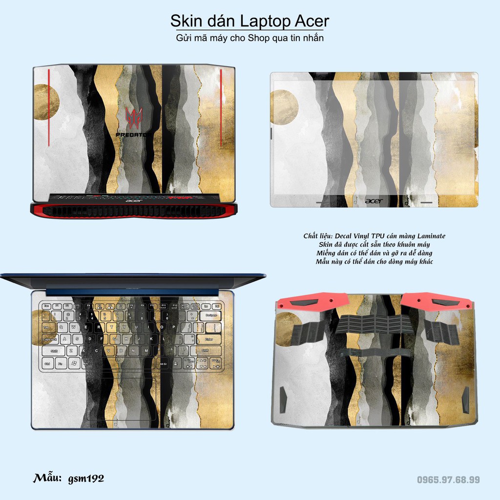 Skin dán Laptop Acer in hình sơn mài (inbox mã máy cho Shop)