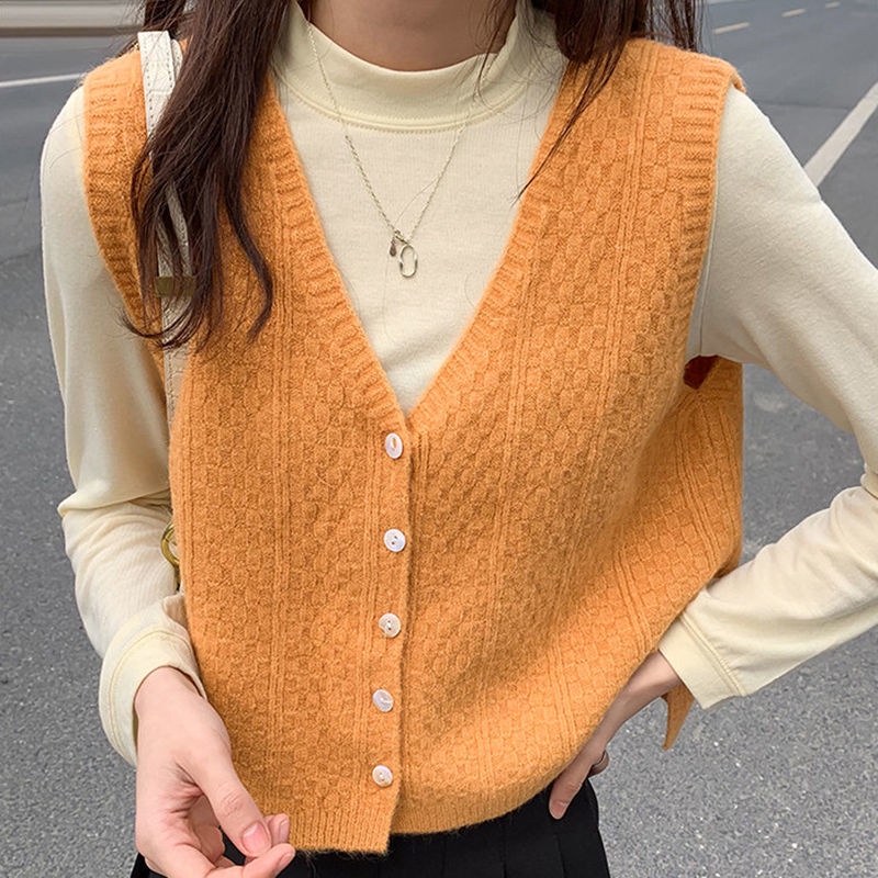 Áo sweater Dệt Kim Sát Nách Cổ Chữ v Phong Cách Harajuku | BigBuy360 - bigbuy360.vn