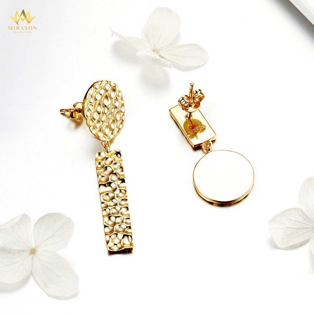 Khuyên Tai Bạc Nữ MIRASON Hình Học Đối Xứng Hai Bên Họa Tiết Độc Đáo MBT089 -  Bông Tai Nữ Bạc 925 Cao Cấp
