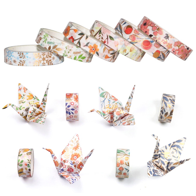 Set 18 Cuộn Băng Dính Lá Vàng Trang Trí Sổ Tay