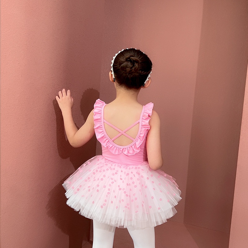 Trang Phục Múa Chất Liệu Cotton Màu Hồng Xinh Xắn Thời Trang Mùa Hè Dành Cho Bé Gái