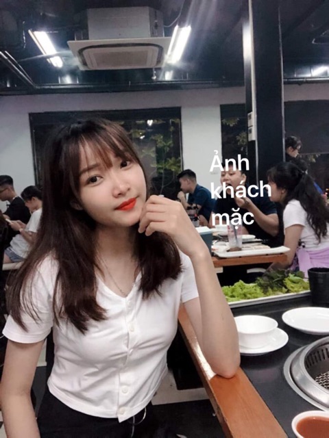 [ Mã WASTAPR giảm 10K đơn 50K] Áo croptop cúc nhiều màu - áo nữ cộc tay cúc mở | BigBuy360 - bigbuy360.vn